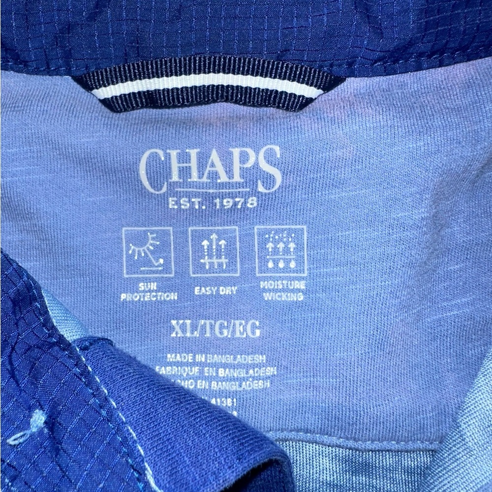 Chaps Polo Shirt • Mens XL • Navy Baby Blue •Two Tone Preppy Casual Cotton - Picture 6 of 6